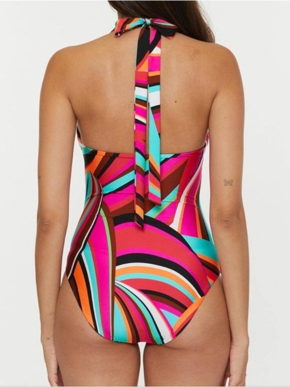 Trina Turk Reversible One Piece Swimsuit Multi-Color Swirl Pattern New Size 10 - Picture 6 of 14